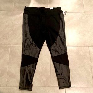 B Active PU Leather Patchwork Compression Sports Leggings